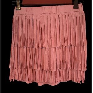 POL Dusty Rose Fringe Mini Skirt NWOT